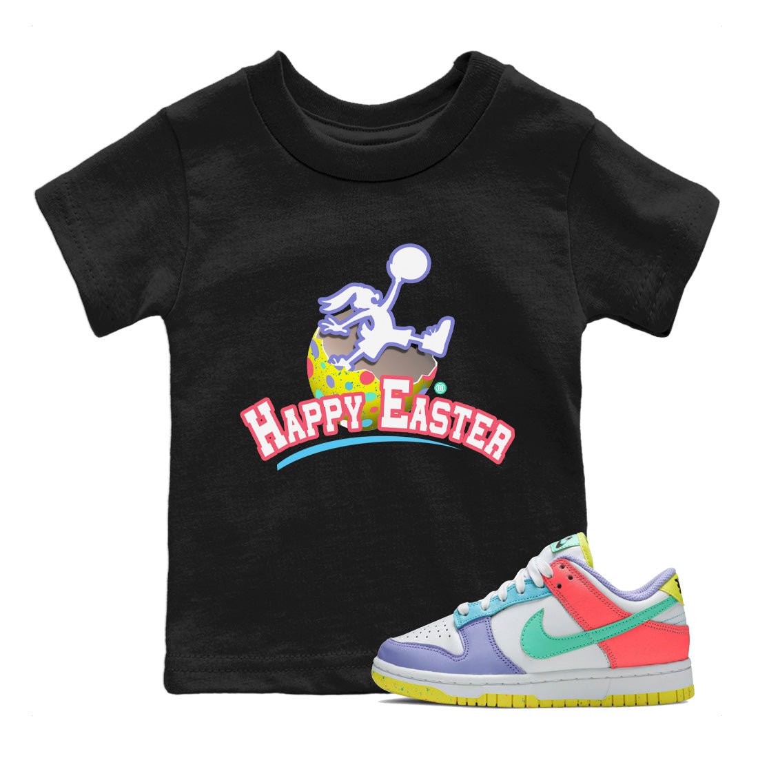 Dunk Easter Candy Sneaker Match Tees Jumpman Bunny Sneaker Tees Holiday Easter T-Shirt Sneaker Release Tees Kids Shirts Black 1