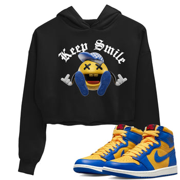 Jordan 1 Game Royal Varsity Maize Sneaker Match Tees Keep Smiling Sneaker Tees Jordan 1 Game Royal Varsity Maize Sneaker Release Tees Women's Shirts