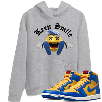 Jordan 1 Game Royal Varsity Maize Sneaker Match Tees Keep Smiling Sneaker Tees Jordan 1 Game Royal Varsity Maize Sneaker Release Tees Unisex Shirts
