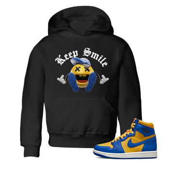 Jordan 1 Game Royal Varsity Maize Sneaker Match Tees Keep Smiling Sneaker Tees Jordan 1 Game Royal Varsity Maize Sneaker Release Tees Kids Shirts