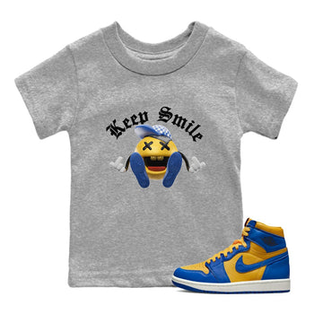 Jordan 1 Game Royal Varsity Maize Sneaker Match Tees Keep Smiling Sneaker Tees Jordan 1 Game Royal Varsity Maize Sneaker Release Tees Kids Shirts