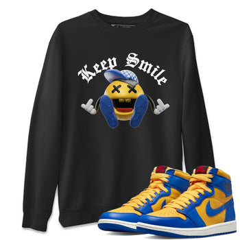 Jordan 1 Game Royal Varsity Maize Sneaker Match Tees Keep Smiling Sneaker Tees Jordan 1 Game Royal Varsity Maize Sneaker Release Tees Unisex Shirts