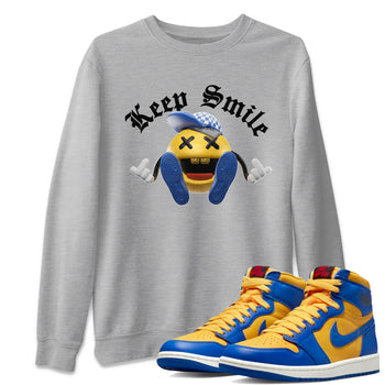 Jordan 1 Game Royal Varsity Maize Sneaker Match Tees Keep Smiling Sneaker Tees Jordan 1 Game Royal Varsity Maize Sneaker Release Tees Unisex Shirts