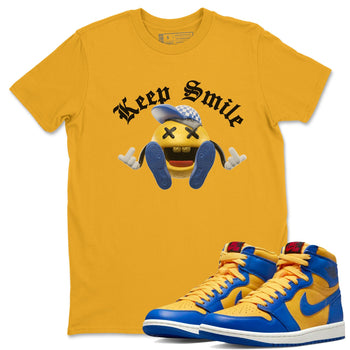 Jordan 1 Game Royal Varsity Maize Sneaker Match Tees Keep Smiling Sneaker Tees Jordan 1 Game Royal Varsity Maize Sneaker Release Tees Unisex Shirts