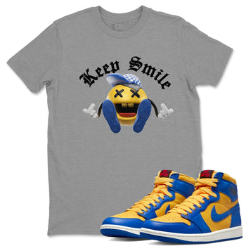 Jordan 1 Game Royal Varsity Maize Sneaker Match Tees Keep Smiling Sneaker Tees Jordan 1 Game Royal Varsity Maize Sneaker Release Tees Unisex Shirts