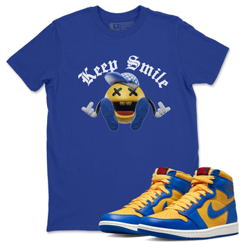 Jordan 1 Game Royal Varsity Maize Sneaker Match Tees Keep Smiling Sneaker Tees Jordan 1 Game Royal Varsity Maize Sneaker Release Tees Unisex Shirts