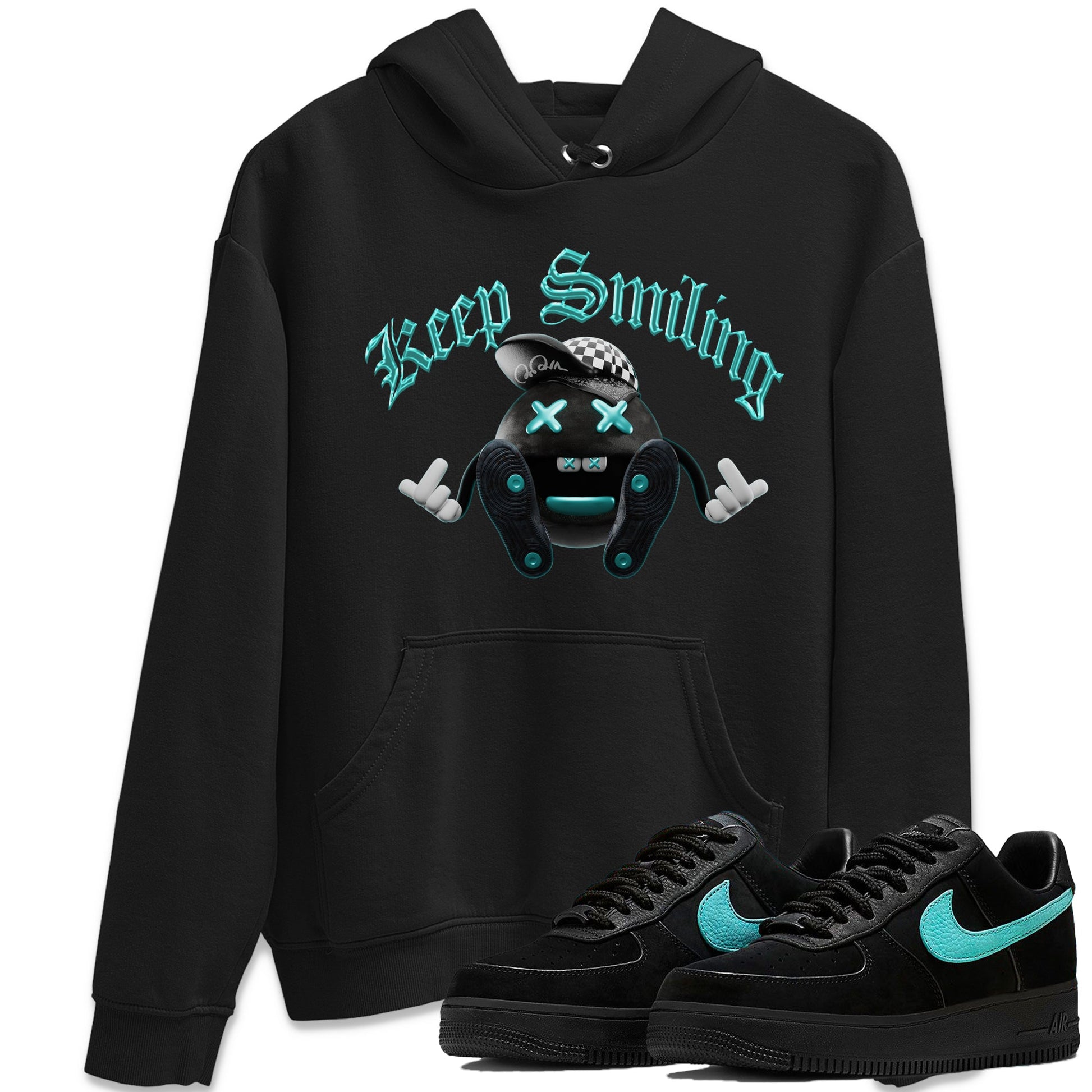 Air Force 1 Tiffany Sneaker Match Tees Keep Smiling Sneaker Tees Nike Tiffany AF1Sneaker Release Tees Unisex Shirts Black 1