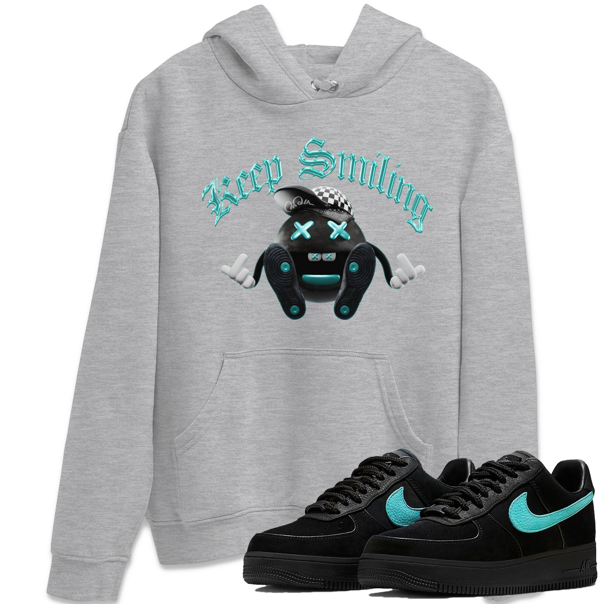 Air Force 1 Tiffany Sneaker Match Tees Keep Smiling Sneaker Tees Nike Tiffany AF1Sneaker Release Tees Unisex Shirts Heather Grey 1
