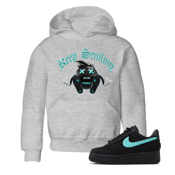 Air Force 1 Tiffany Sneaker Match Tees Keep Smiling Sneaker Tees Nike Tiffany AF1Sneaker Release Tees Kids Shirts Heather Grey 1