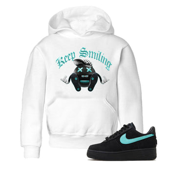Air Force 1 Tiffany Sneaker Match Tees Keep Smiling Sneaker Tees Nike Tiffany AF1Sneaker Release Tees Kids Shirts White 1
