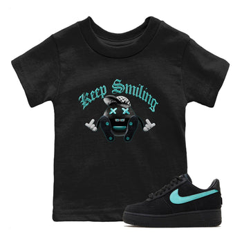Air Force 1 Tiffany Sneaker Match Tees Keep Smiling Sneaker Tees Nike Tiffany AF1Sneaker Release Tees Kids Shirts Black 1
