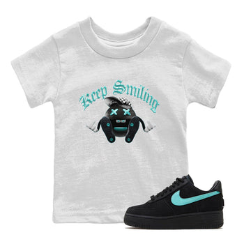 Air Force 1 Tiffany Sneaker Match Tees Keep Smiling Sneaker Tees Nike Tiffany AF1Sneaker Release Tees Kids Shirts White 1