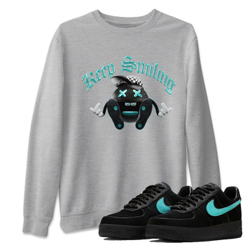 Air Force 1 Tiffany Sneaker Match Tees Keep Smiling Sneaker Tees Nike Tiffany AF1Sneaker Release Tees Unisex Shirts Heather Grey 1