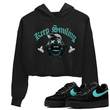 Air Force 1 Tiffany Sneaker Match Tees Keep Smiling Sneaker Tees Nike Tiffany AF1Sneaker Release Tees Women's Shirts Black 1