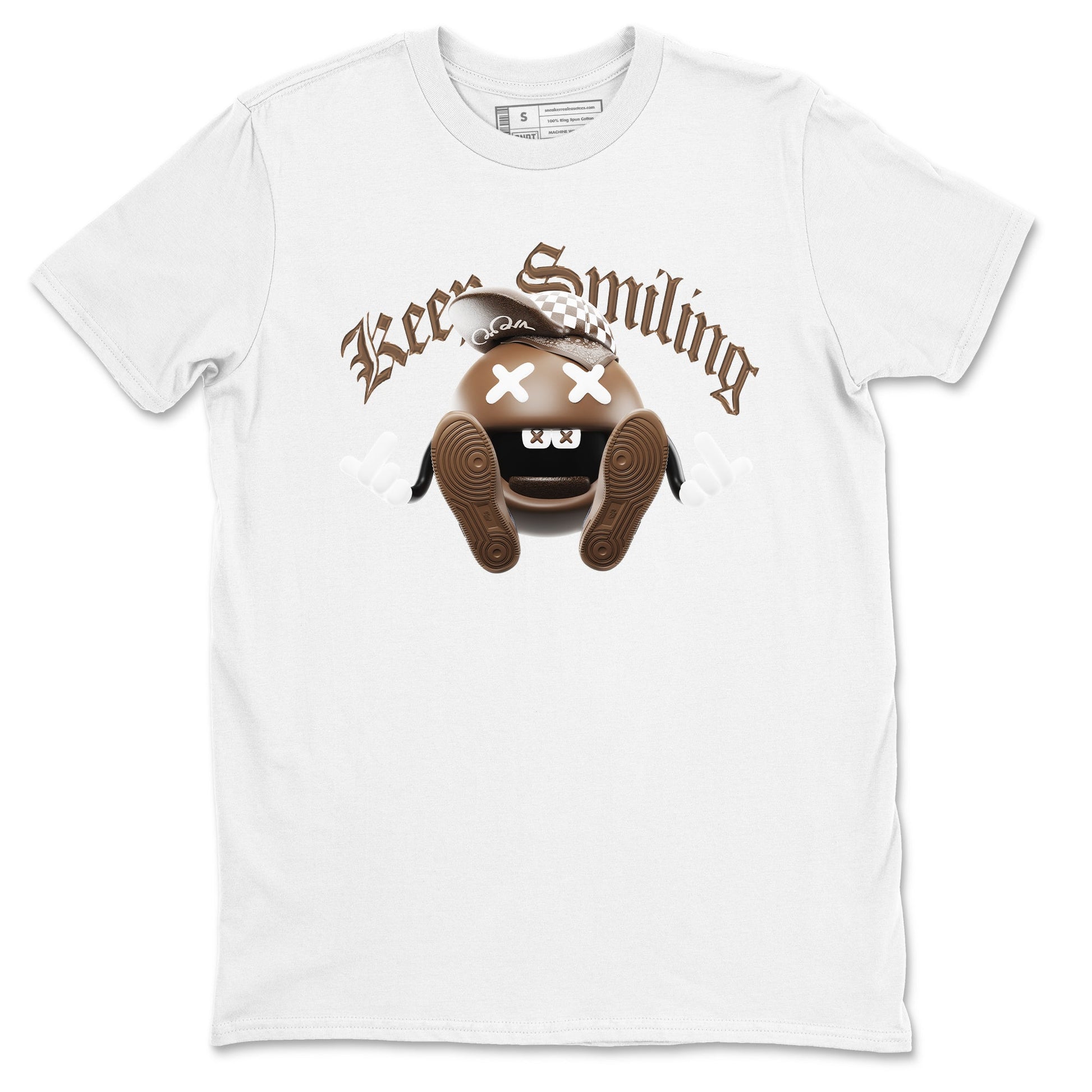 Air Force Low Chocolate shirt to match jordans Keep Smiling sneaker tees chocolate Nike Air Force Low Chocolate SNRT Sneaker Release Tees Unisex White 2 T-Shirt