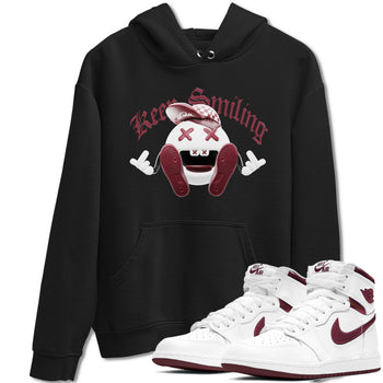 1s Metallic Burgundy shirt to match jordans Keep Smiling sneaker tees AJ1 Metallic Burgundy SNRT Sneaker Release Tees Unisex Black 1 T-Shirt