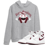 1s Metallic Burgundy shirt to match jordans Keep Smiling sneaker tees AJ1 Metallic Burgundy SNRT Sneaker Release Tees Unisex Heather Grey 1 T-Shirt