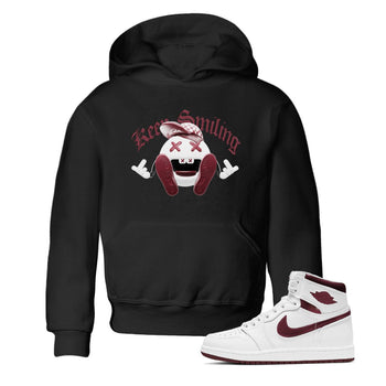 1s Metallic Burgundy shirt to match jordans Keep Smiling sneaker tees AJ1 Metallic Burgundy SNRT Sneaker Release Tees Baby Toddler Black 1 T-Shirt