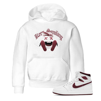 1s Metallic Burgundy shirt to match jordans Keep Smiling sneaker tees AJ1 Metallic Burgundy SNRT Sneaker Release Tees Baby Toddler White 1 T-Shirt