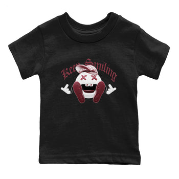 1s Metallic Burgundy shirt to match jordans Keep Smiling sneaker tees AJ1 Metallic Burgundy SNRT Sneaker Release Tees Baby Toddler Black 2 T-Shirt