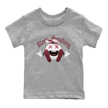 1s Metallic Burgundy shirt to match jordans Keep Smiling sneaker tees AJ1 Metallic Burgundy SNRT Sneaker Release Tees Baby Toddler Heather Grey 2 T-Shirt