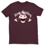 1s Metallic Burgundy shirt to match jordans Keep Smiling sneaker tees AJ1 Metallic Burgundy SNRT Sneaker Release Tees Unisex Maroon 2 T-Shirt