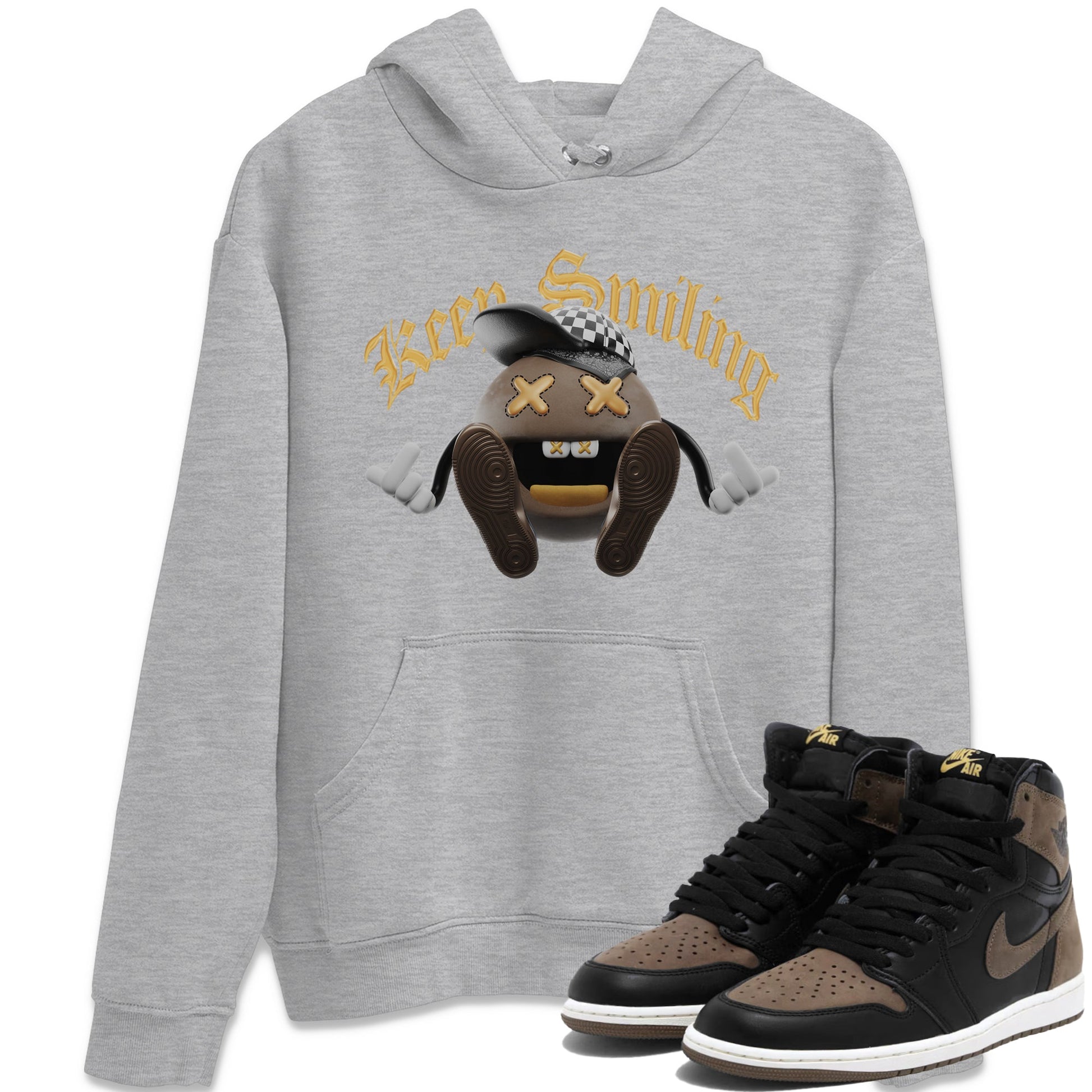 Air Jordan 1 Palomino shirt to match jordans Keep Smiling sneaker tees AJ1 High Palomino SNRT Sneaker Release Tees Unisex Heather Grey 1 T-Shirt