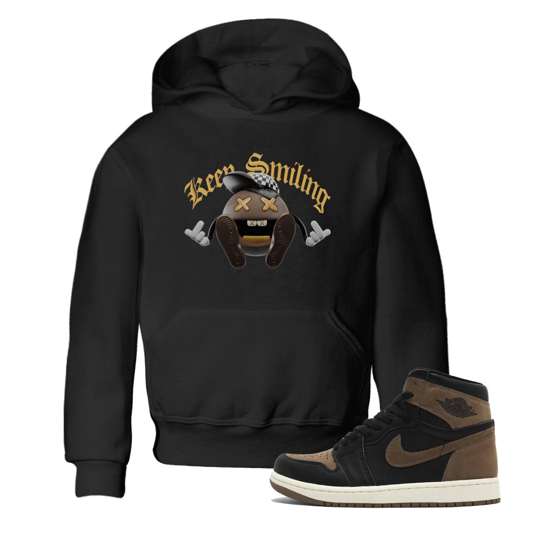 Air Jordan 1 Palomino shirt to match jordans Keep Smiling sneaker tees AJ1 High Palomino SNRT Sneaker Release Tees Baby Toddler Black 1 T-Shirt