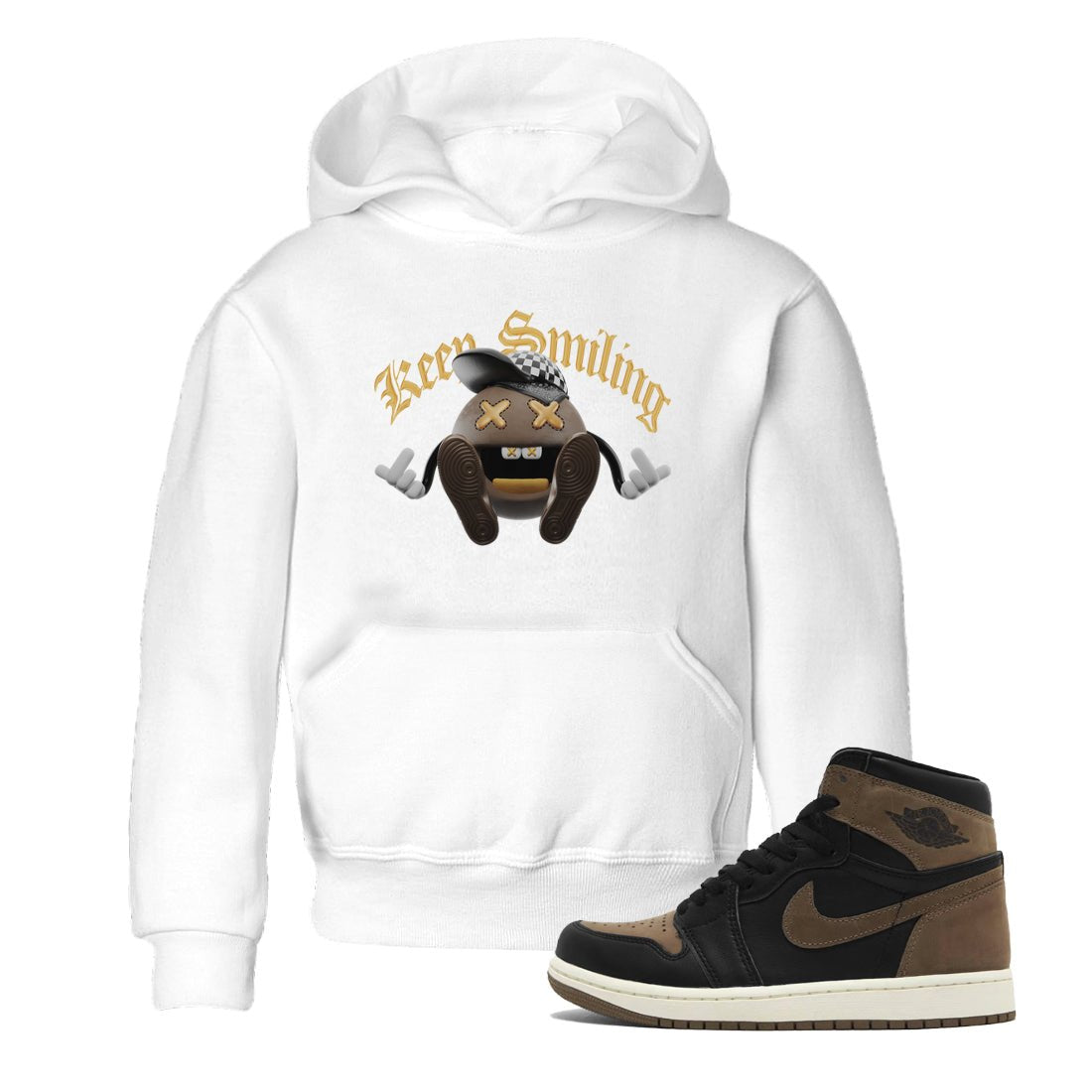 Air Jordan 1 Palomino shirt to match jordans Keep Smiling sneaker tees AJ1 High Palomino SNRT Sneaker Release Tees Baby Toddler White 1 T-Shirt