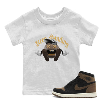 Air Jordan 1 Palomino shirt to match jordans Keep Smiling sneaker tees AJ1 High Palomino SNRT Sneaker Release Tees Baby Toddler White 1 T-Shirt