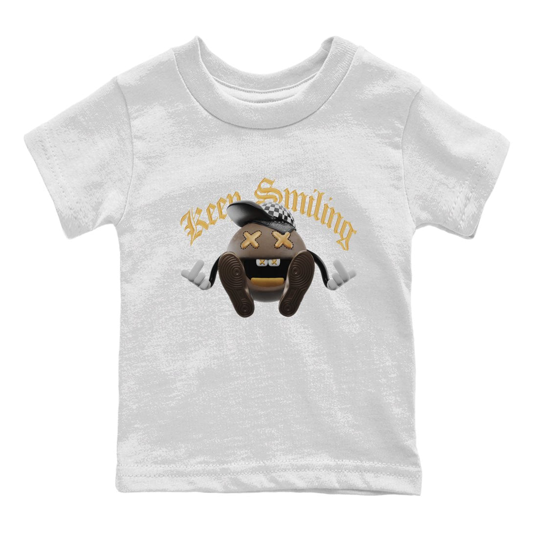 Air Jordan 1 Palomino shirt to match jordans Keep Smiling sneaker tees AJ1 High Palomino SNRT Sneaker Release Tees Baby Toddler White 2 T-Shirt