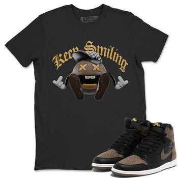 Air Jordan 1 Palomino shirt to match jordans Keep Smiling sneaker tees AJ1 High Palomino SNRT Sneaker Release Tees Unisex Black 1 T-Shirt