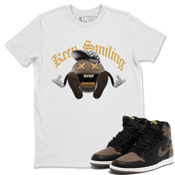 Air Jordan 1 Palomino shirt to match jordans Keep Smiling sneaker tees AJ1 High Palomino SNRT Sneaker Release Tees Unisex White 1 T-Shirt