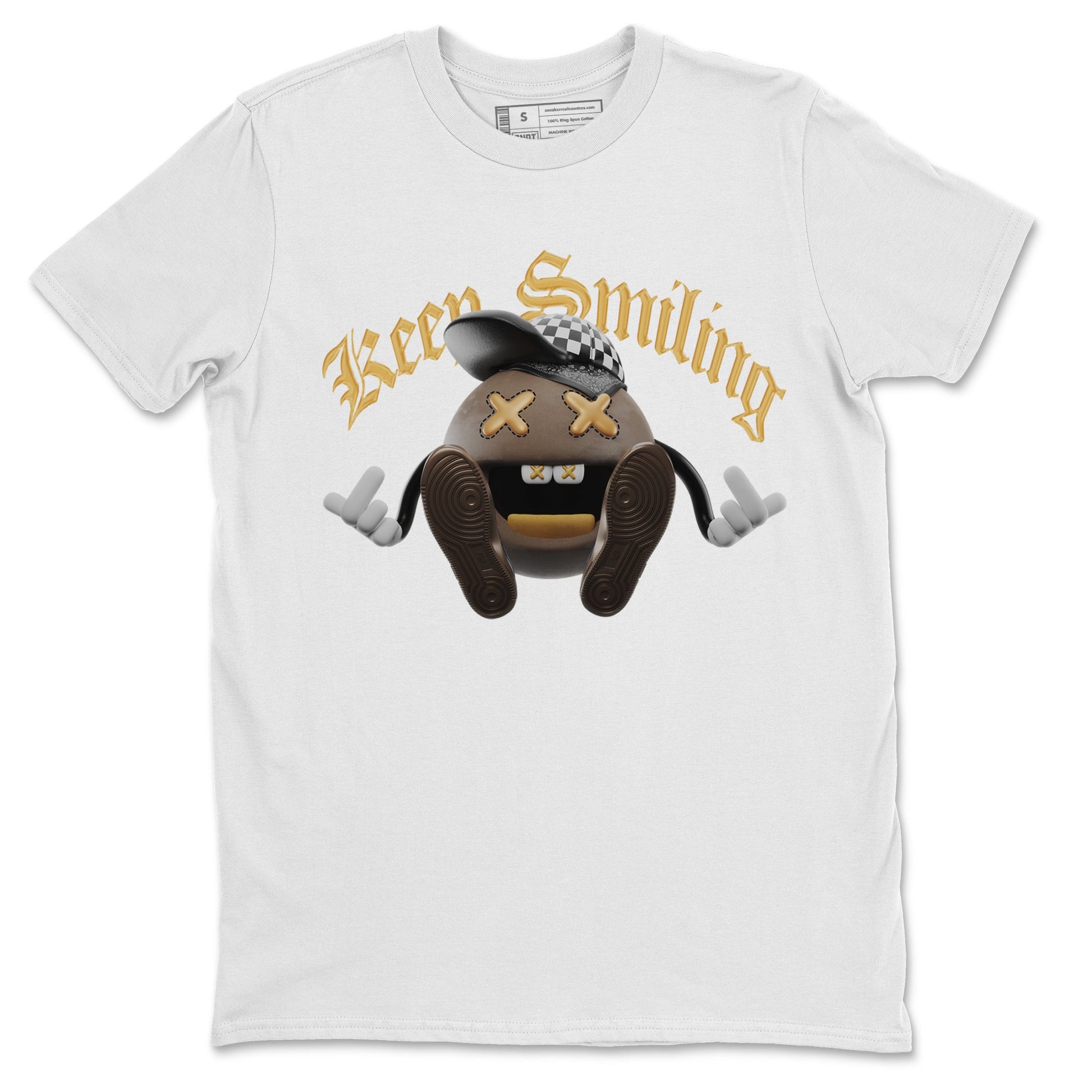 Air Jordan 1 Palomino shirt to match jordans Keep Smiling sneaker tees AJ1 High Palomino SNRT Sneaker Release Tees Unisex White 2 T-Shirt