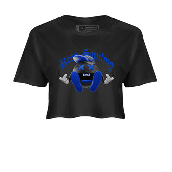 Air Jordan 1 Royal Reimagined shirt to match jordans Keep Smiling sneaker tees AJ1 OG HIGH Royal Reimagined SNRT Sneaker Release Tees Black 2 Crop T-Shirt