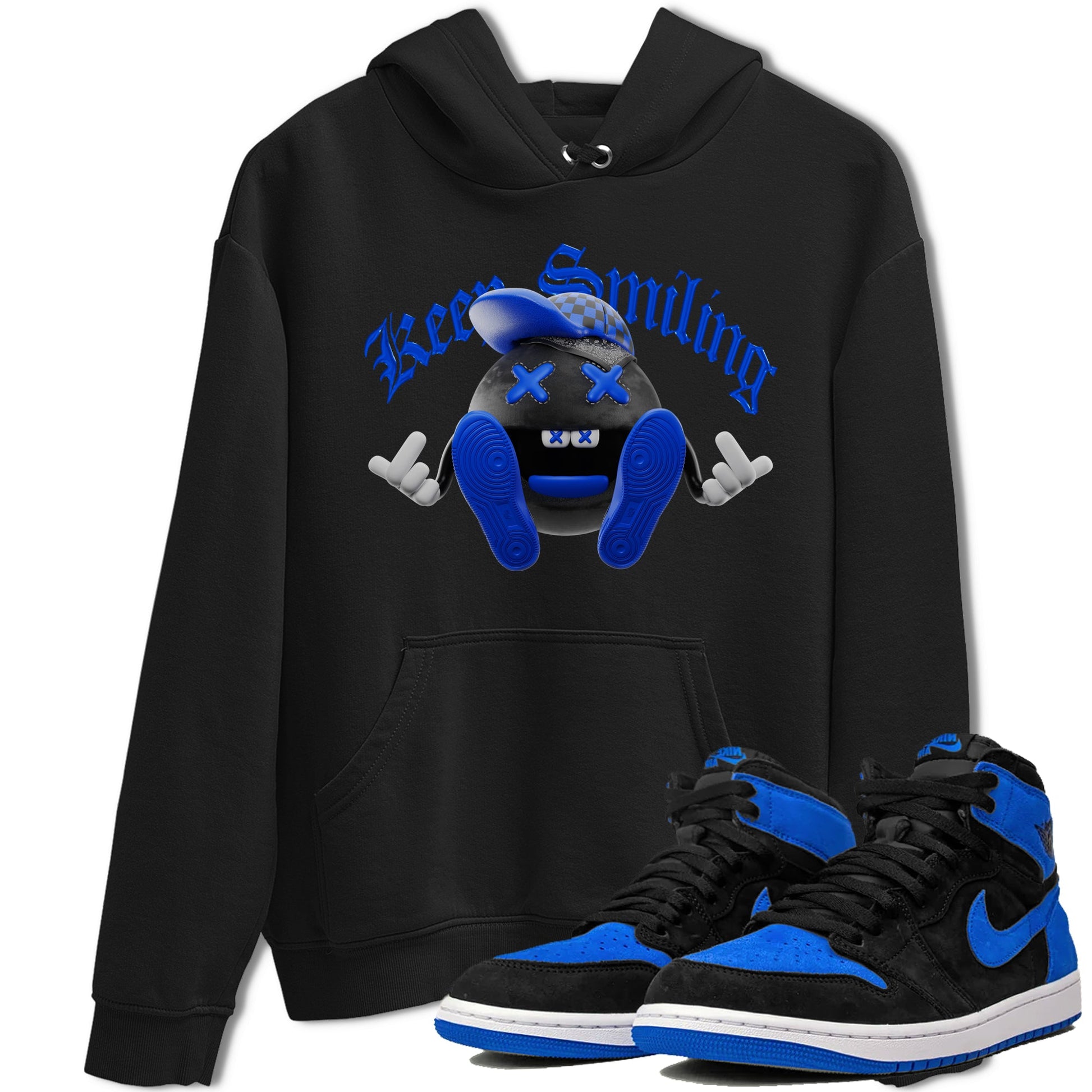 Air Jordan 1 Royal Reimagined shirt to match jordans Keep Smiling sneaker tees AJ1 OG HIGH Royal Reimagined SNRT Sneaker Release Tees Unisex Black 1 T-Shirt