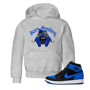 Air Jordan 1 Royal Reimagined shirt to match jordans Keep Smiling sneaker tees AJ1 OG HIGH Royal Reimagined SNRT Sneaker Release Tees Baby Toddler Heather Grey 1 T-Shirt