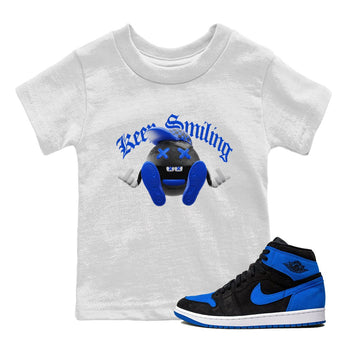 Air Jordan 1 Royal Reimagined shirt to match jordans Keep Smiling sneaker tees AJ1 OG HIGH Royal Reimagined SNRT Sneaker Release Tees Baby Toddler White 1 T-Shirt