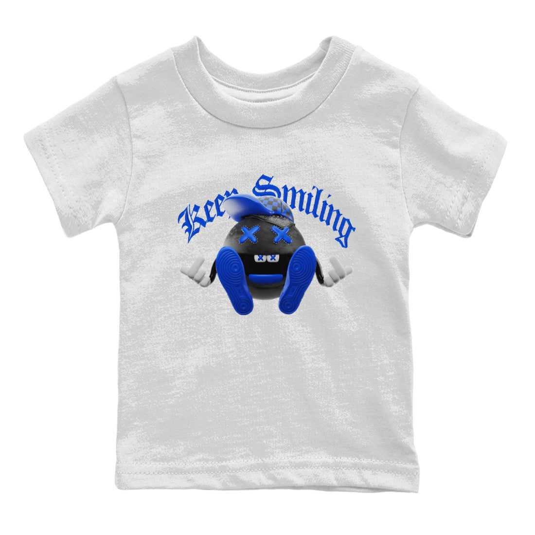 Air Jordan 1 Royal Reimagined shirt to match jordans Keep Smiling sneaker tees AJ1 OG HIGH Royal Reimagined SNRT Sneaker Release Tees Baby Toddler White 2 T-Shirt