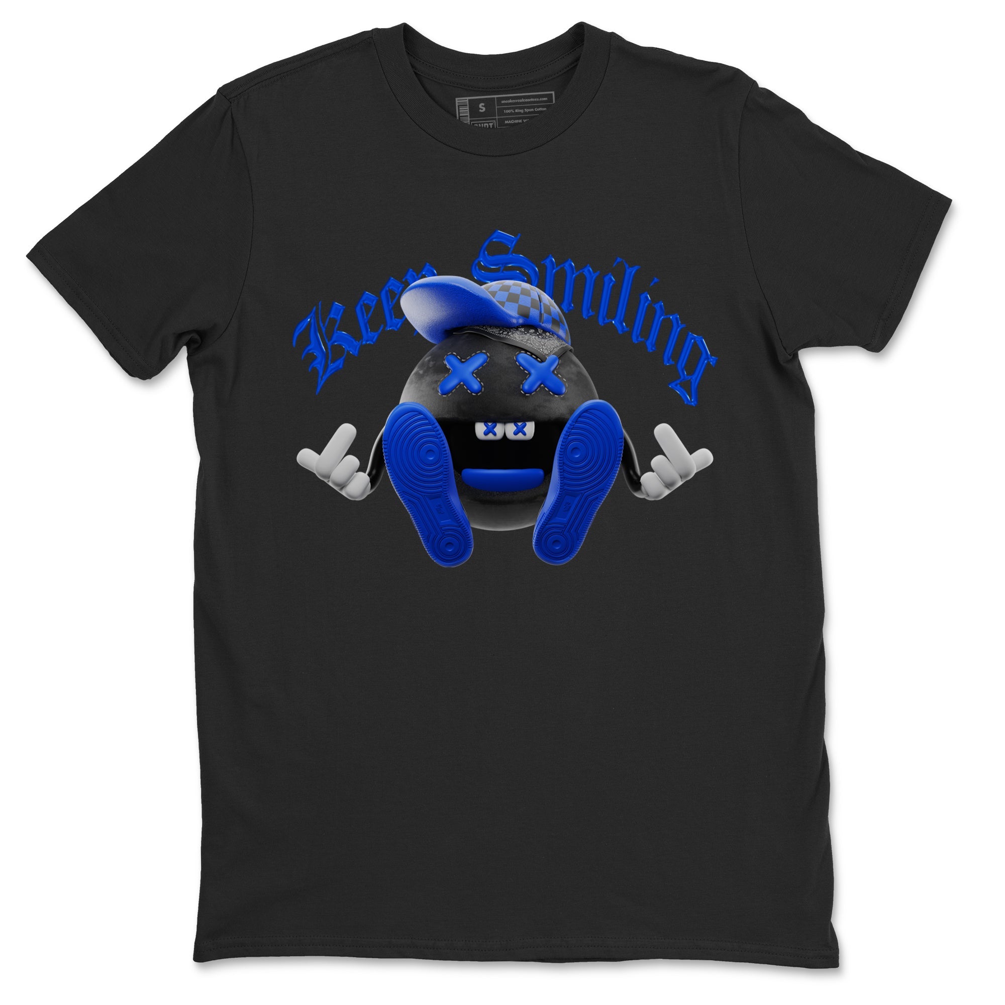 Air Jordan 1 Royal Reimagined shirt to match jordans Keep Smiling sneaker tees AJ1 OG HIGH Royal Reimagined SNRT Sneaker Release Tees Unisex Black 2 T-Shirt