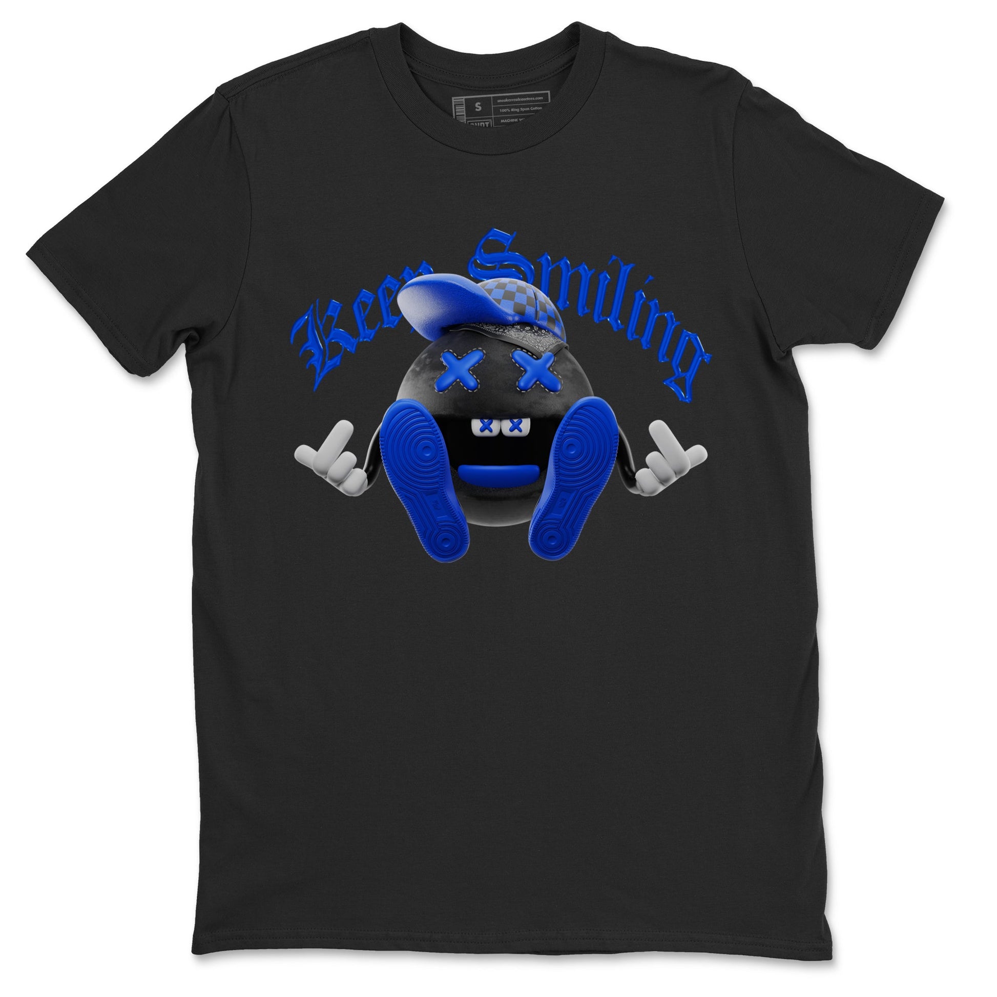 Air Jordan 1 Royal Reimagined shirt to match jordans Keep Smiling sneaker tees AJ1 OG HIGH Royal Reimagined SNRT Sneaker Release Tees Unisex Black 2 T-Shirt