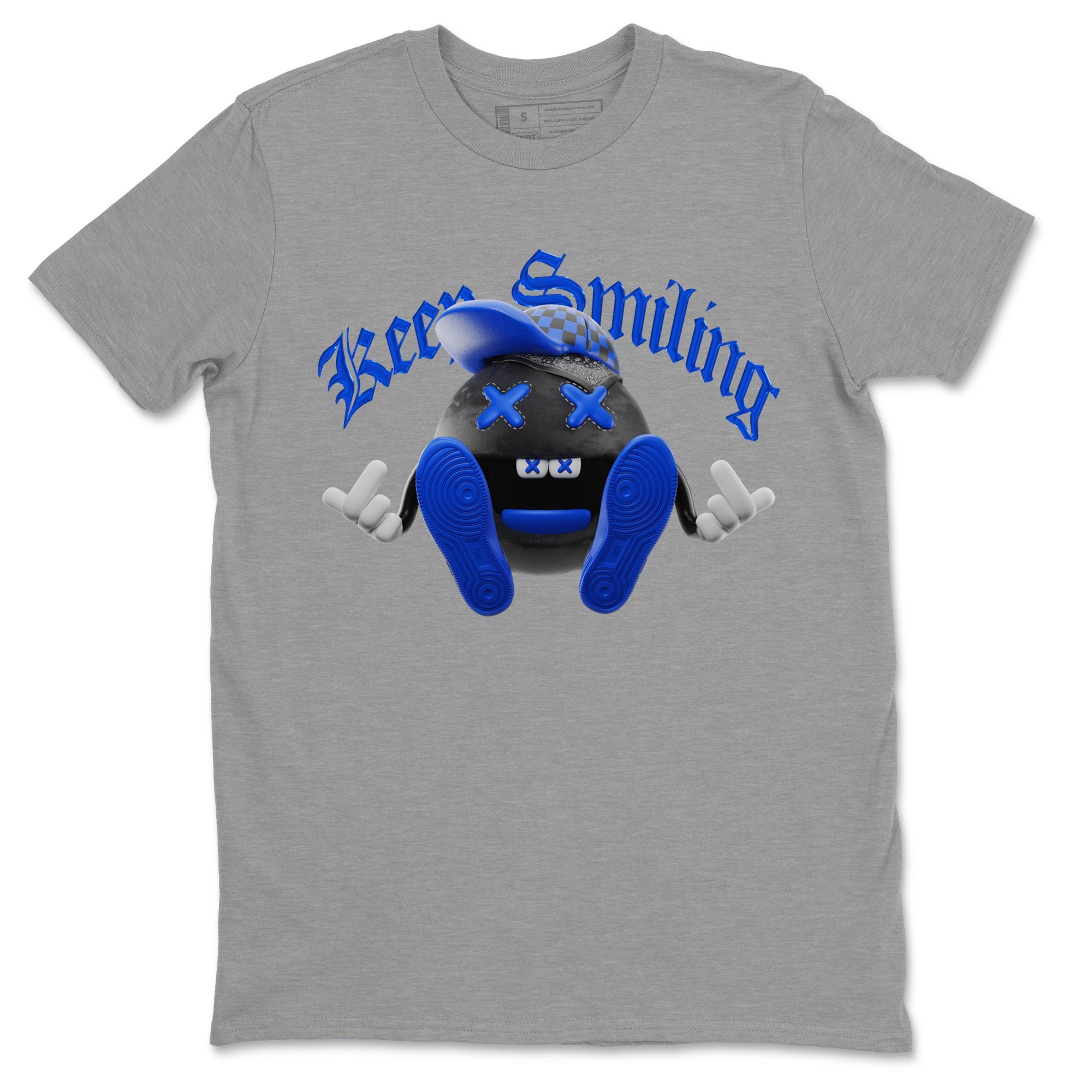 Air Jordan 1 Royal Reimagined shirt to match jordans Keep Smiling sneaker tees AJ1 OG HIGH Royal Reimagined SNRT Sneaker Release Tees Unisex Heather Grey 2 T-Shirt