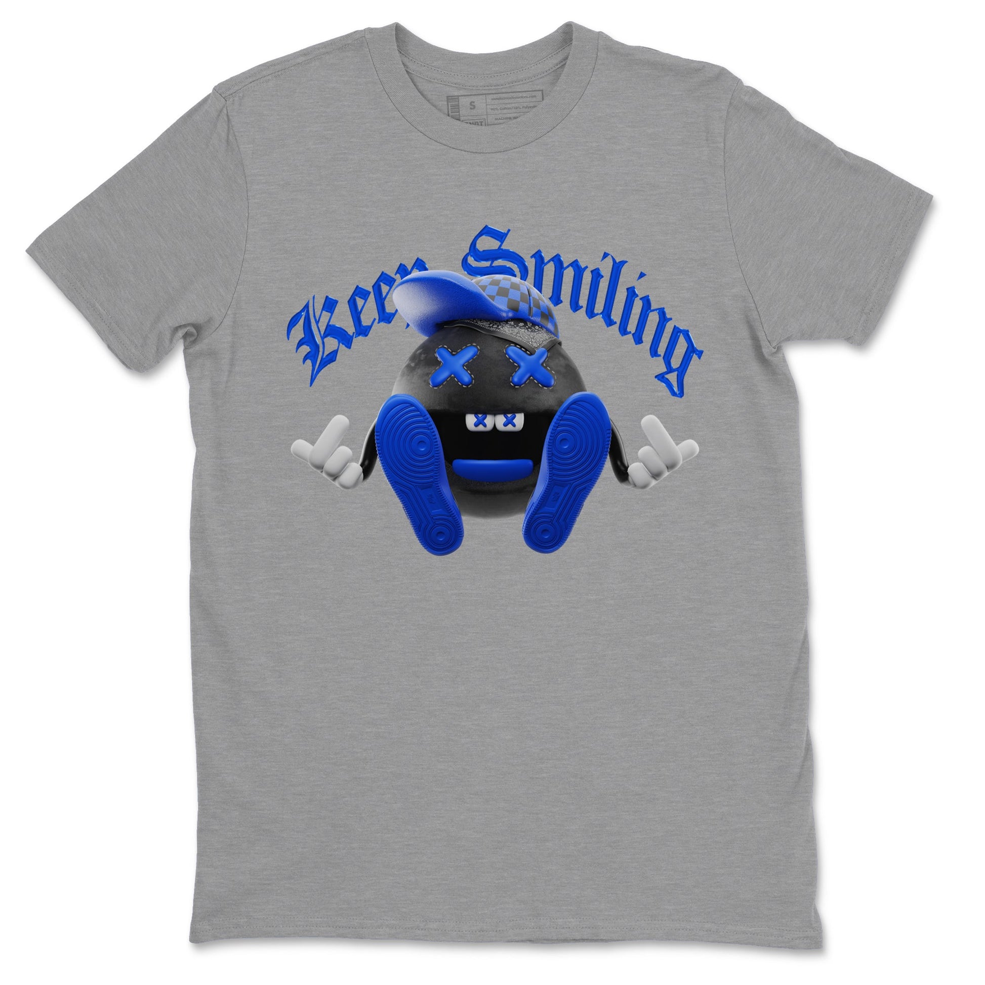 Air Jordan 1 Royal Reimagined shirt to match jordans Keep Smiling sneaker tees AJ1 OG HIGH Royal Reimagined SNRT Sneaker Release Tees Unisex Heather Grey 2 T-Shirt