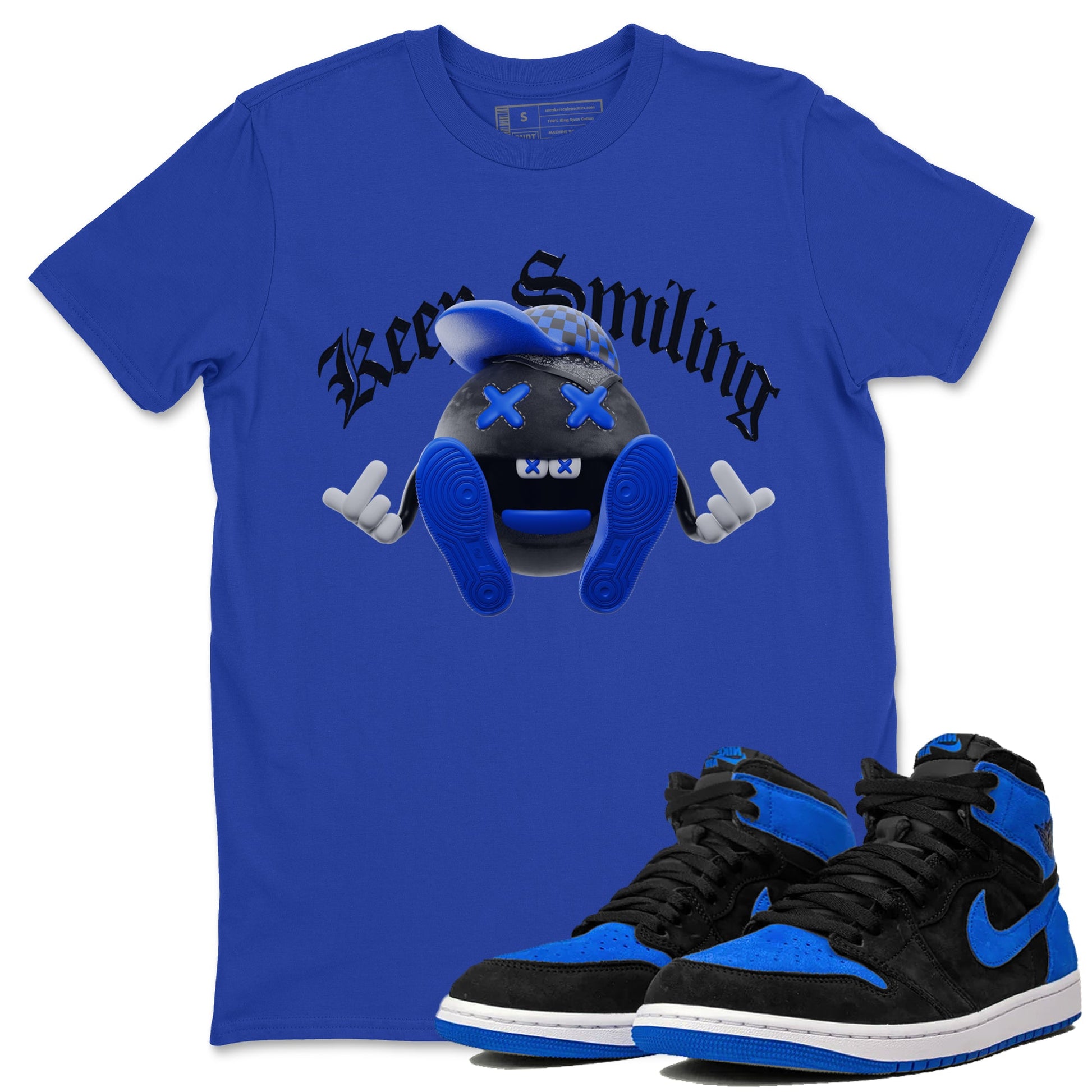 Air Jordan 1 Royal Reimagined shirt to match jordans Keep Smiling sneaker tees AJ1 OG HIGH Royal Reimagined SNRT Sneaker Release Tees Unisex Royal Blue 1 T-Shirt