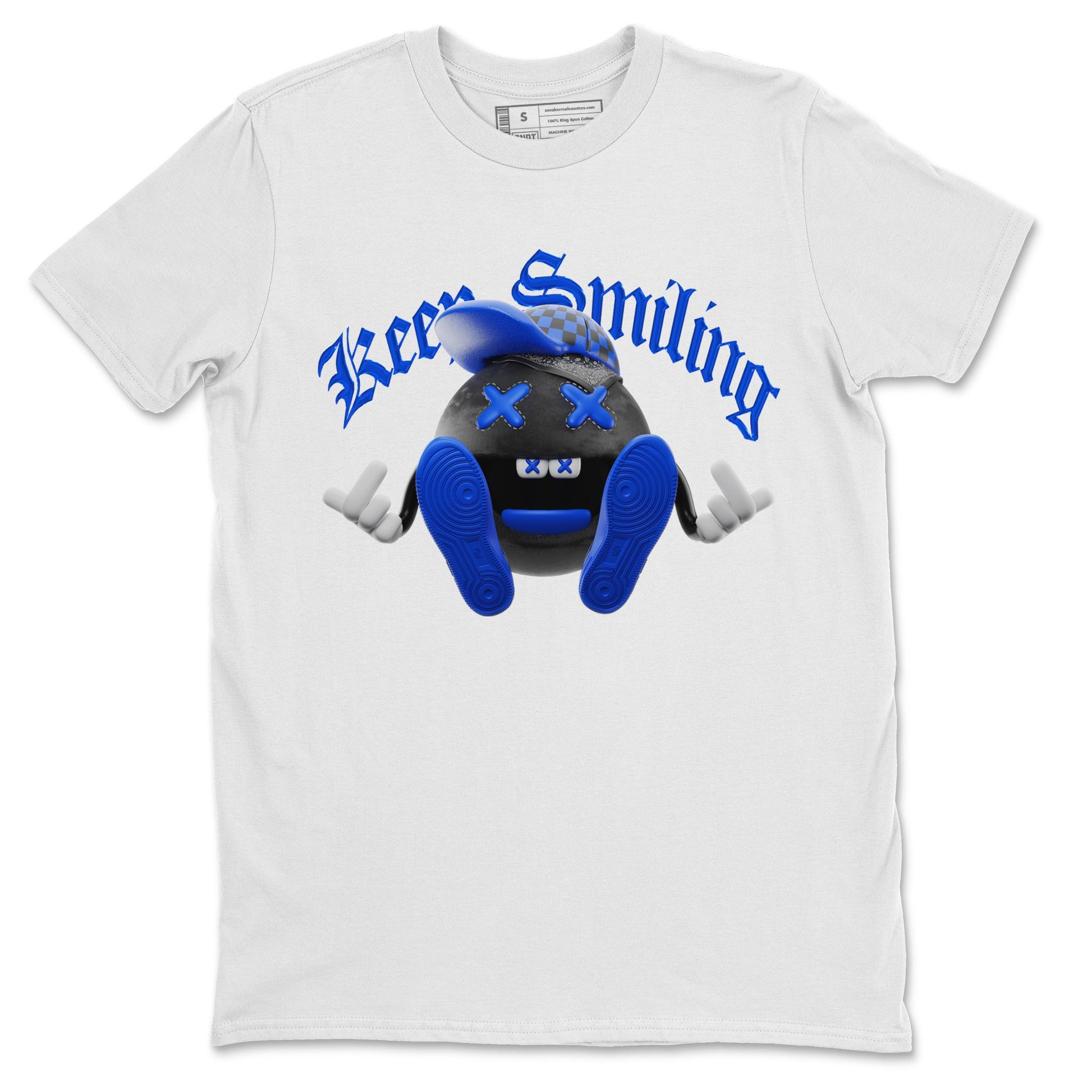 Air Jordan 1 Royal Reimagined shirt to match jordans Keep Smiling sneaker tees AJ1 OG HIGH Royal Reimagined SNRT Sneaker Release Tees Unisex White 2 T-Shirt