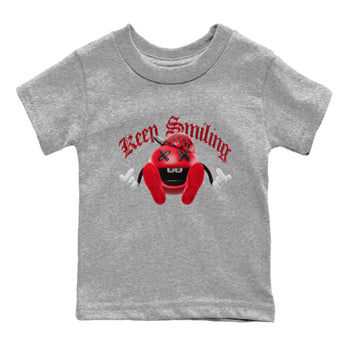 Air Jordan 1 Satin Bred Sneaker Match Tees Keep Smiling Sneaker Tees AJ1 Satin Bred Sneaker Release Tees Kids Shirts Heather Grey 2