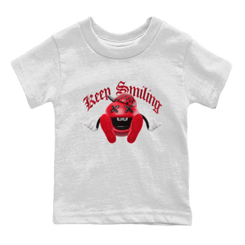 Air Jordan 1 Satin Bred Sneaker Match Tees Keep Smiling Sneaker Tees AJ1 Satin Bred Sneaker Release Tees Kids Shirts White 2