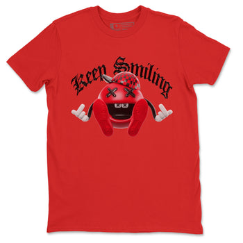 Air Jordan 1 Satin Bred Sneaker Match Tees Keep Smiling Sneaker Tees AJ1 Satin Bred Sneaker Release Tees Unisex Shirts Red 2