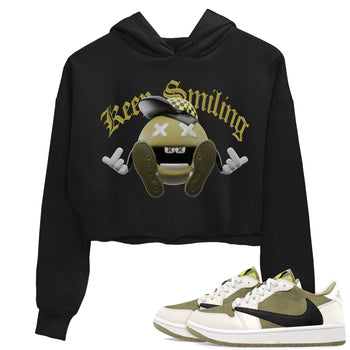 Air Jordan 1 Travis Scott Golf shirt to match jordans Keep Smiling sneaker tees AJ1 lowTravis Scott Golf SNRT Sneaker Release Tees Black 1 Crop T-Shirt