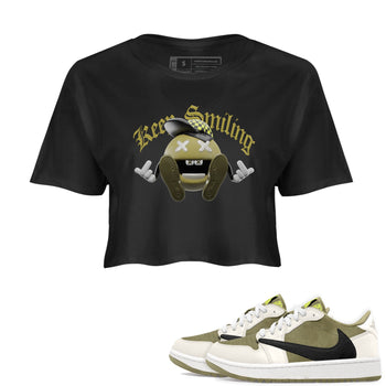 Air Jordan 1 Travis Scott Golf shirt to match jordans Keep Smiling sneaker tees AJ1 lowTravis Scott Golf SNRT Sneaker Release Tees Black 1 Crop T-Shirt